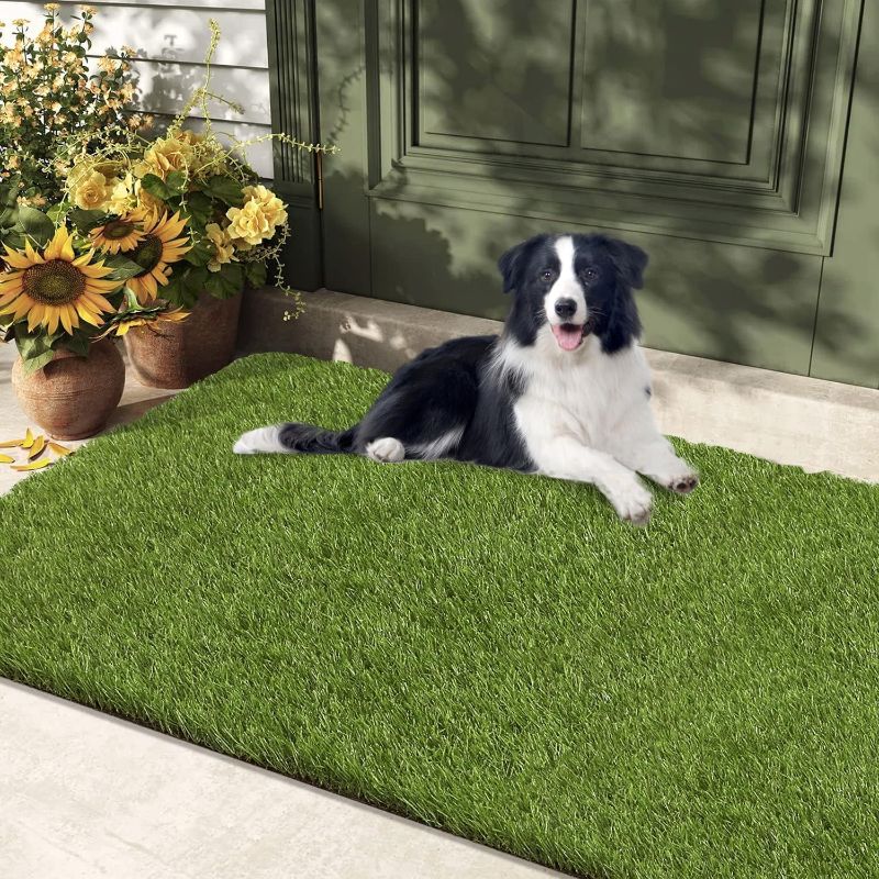 Photo 1 of HEBE Artificial Grass Pad for Dogs Professional Potty Training,Reusable Artificial Grass for Dogs,Dog Grass with Drainage Holes,Turf Mat Dog Potty for Indoor Outdoor 24"x71"
