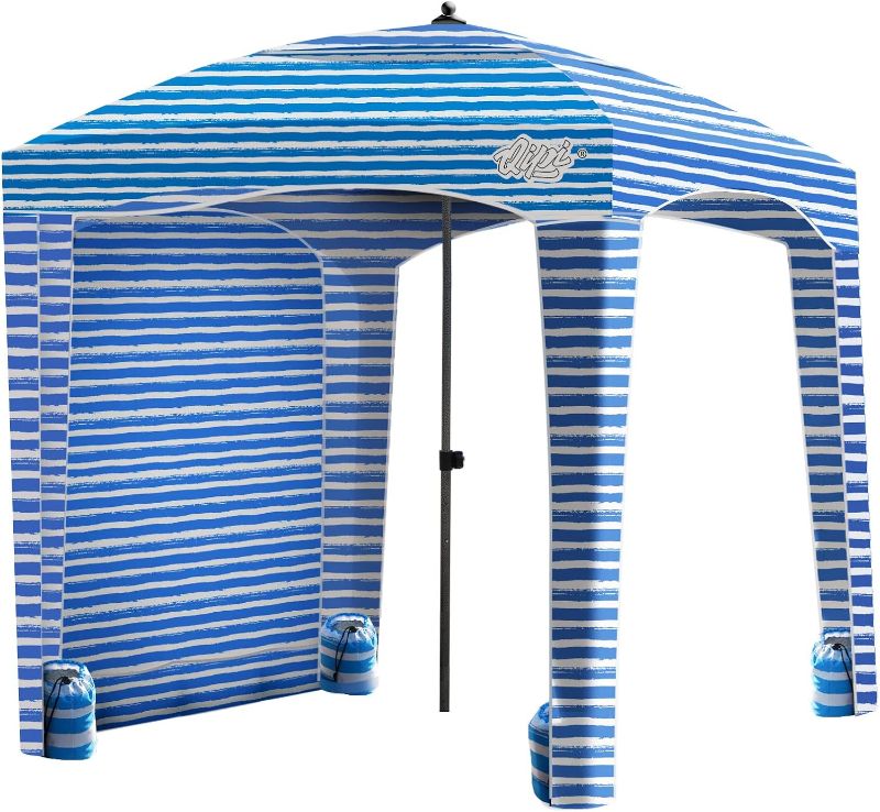 Photo 1 of Beach Cabana - Easy to Set Up Canopy, Waterproof, Portable 6' x 6' Beach Shelter, Included Side Wall, Shade with UPF 50+ UV Protection for Kids, Family & Friends
