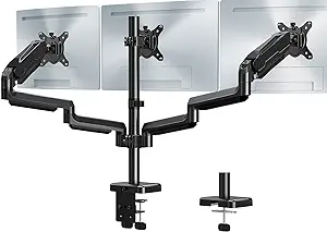 Photo 1 of MOUNT PRO Triple Monitor Mount, 3 Monitor Desk Mount for There Screens up to 32 Inch, Full Motion Gas Spring Triple Monitor Stand, Heavy Duty Monitor Arm Hold up to 17.6lbs Each, VESA Mount, Black
