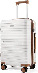 Photo 1 of Carry on Luggage with Spinner Wheels, Hardside Lightweight 20" Carry on Suitcase Airline Approved TSA Lock (Beige)
