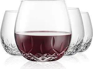 Photo 1 of SHOSHIN Hand Cut Stemless Wine Glasses Lead-free Crystal Drinking Glass (15 Oz, Set of 4)…
