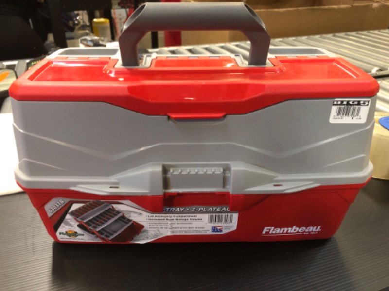 Photo 2 of LATCH IS MISSING++ Flambeau Outdoors 6383TB 3-Tray - Classic Tray Tackle Box - Red/Gray