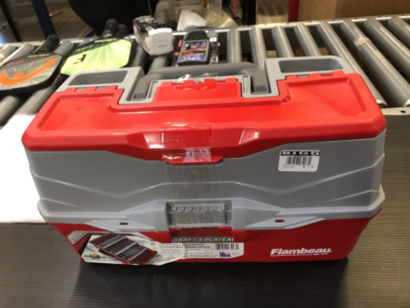 Photo 2 of LATCH IS MISSING ++ Flambeau Outdoors 6383TB 3-Tray - Classic Tray Tackle Box - Red/Gray