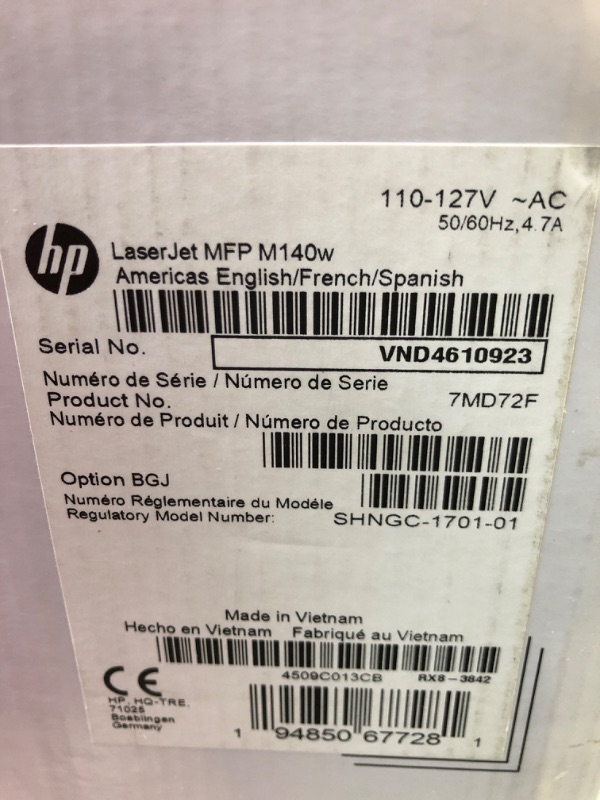 Photo 3 of HP LaserJet MFP M140w Wireless Black and White All-in-One Printer (7MD72F), White New Version: M140w