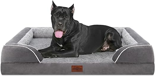 Photo 1 of Comfort Expression Jumbo Dog Bed for Extra Large Dogs, Waterproof Orthopedic Dog Bed, Jumbo Breed Dog Bed, Durable PV Washable Dog Sofa Bed Grey, Large Dog Bed with Removable Cover with Zipper 45.0"L x 35.0"W x 9.0"Th Grey