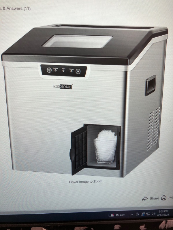 Photo 1 of Electric 44 lbs./Day 2-in-1 Portable Square Ice Maker and Shaver Machine in Silver
