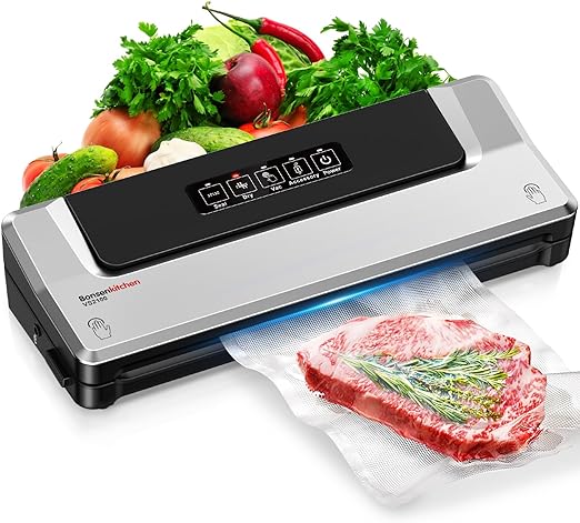 Photo 1 of Bonsenkitchen Vacuum Sealer Machine, 3-Year Warranty, Fast-Compact Food Sealer, Globefish Technology for High-Speed Continuous Working, Automatic Sealer with Vacuum Bags & Accessory Hose, Silver

