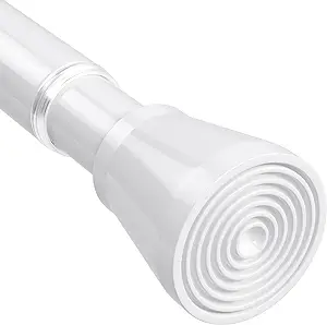 Photo 1 of White Spring Tension Curtain Rod for Windows 28 to 48 Inch- Adjustable 7/8" Spring Tension Rod No Drilling- Sturdy Closet Rod Easy to Install
