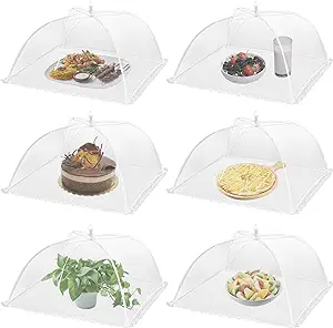 Photo 1 of HBlife 6 pack Large Pop-Up Mesh Food Cover Tent,17 Inches Food Protector Covers Reusable and Collapsible Outdoor Picnic Food Covers Tent For Bugs, Parties Picnics, BBQs
