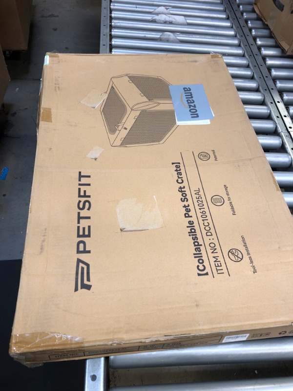 Photo 1 of Petsfit Portable Dog Crate, Adjustable Fabric Cover by Spiral Iron Pipe, Strengthen Sewing Collapsible Dog Crate 3 Door Design (36" x 24" x 23", Gray) 36" x 24" x 23" Gray