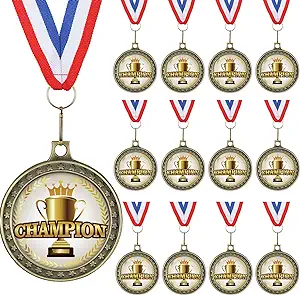 Photo 1 of XunYee 12 Sets Champion Awards Medals for Football Baseball Soccer Basketball Softball Player Team MVP Champion Gift with Neck Ribbons
