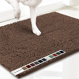 Photo 1 of Muddy Mat® AS-SEEN-ON-TV Highly Absorbent Microfiber Door Mat and Pet Rug, Non Slip Thick Washable Area and Bath Mat Soft Chenille for Kitchen Bathroom Bedroom Indoor and Outdoor - Brown Large 35"X24"
