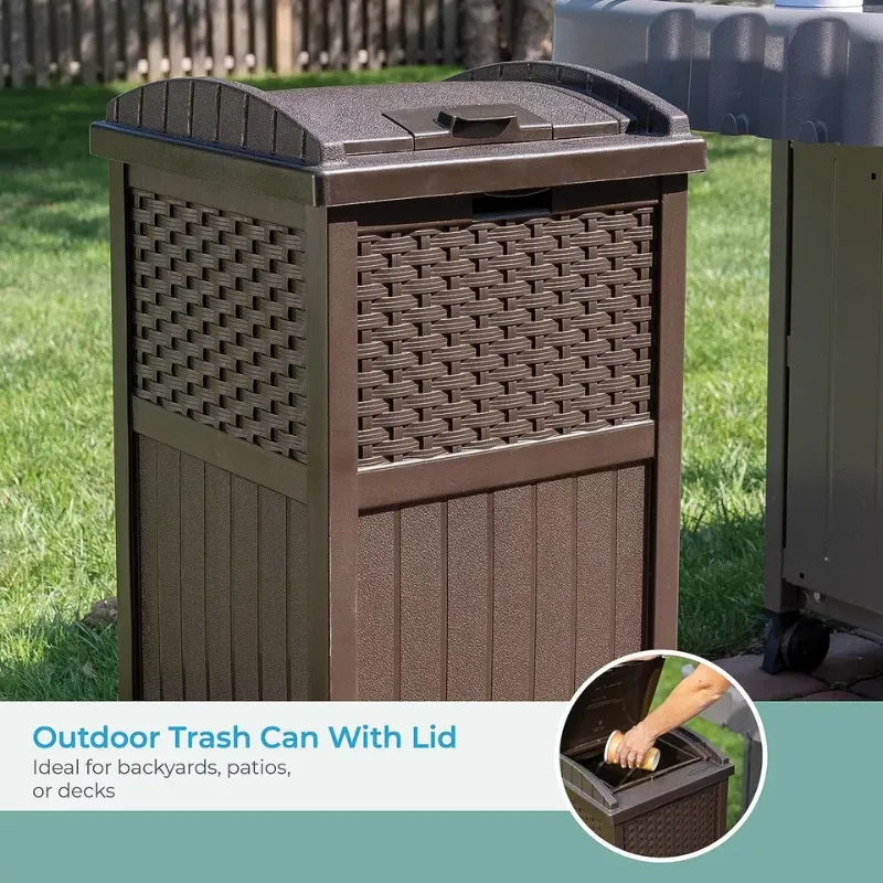 Photo 1 of 33 Gallon Hideaway Outdoor Trash Can with Lid Trash Bin Use Backyard Deck Patio
