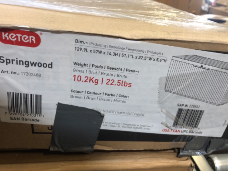 Photo 1 of Keter Cushion Box, Rainproof, Balcony Springwood Cushion Storage Box, Brown, 123 x 53.5 x 57 cm, 305 L, 17202488 2022