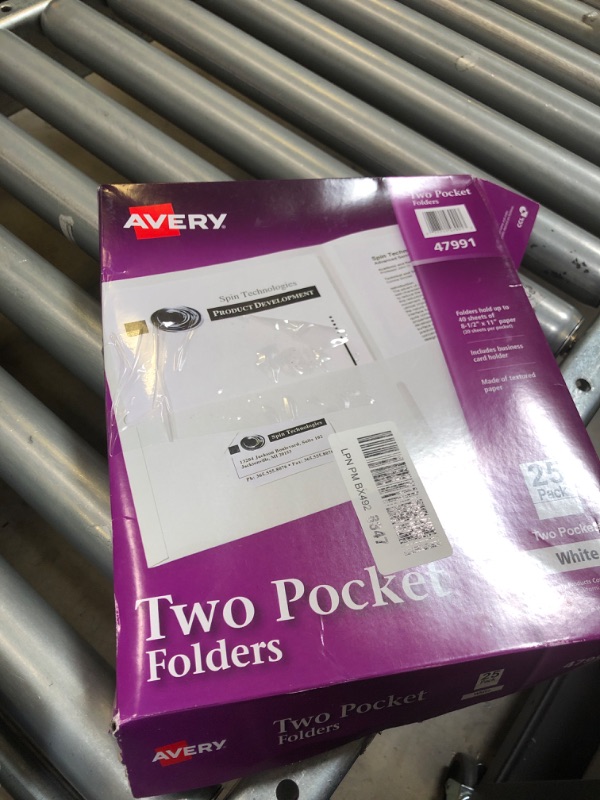 Photo 2 of Avery Two-Pocket Folders, 25 Folders, White