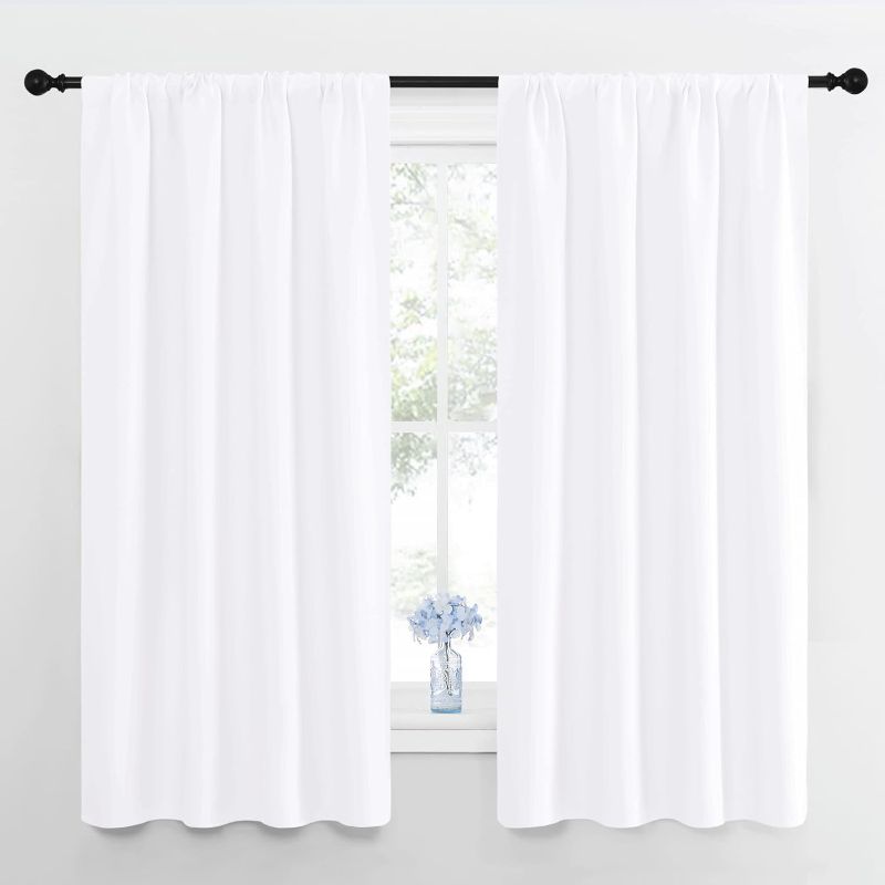 Photo 1 of NICETOWN Bedroom Curtains - Window Treatment Rod Pocket Curtains/Drapes for Bedroom (2 Panels, , White)
