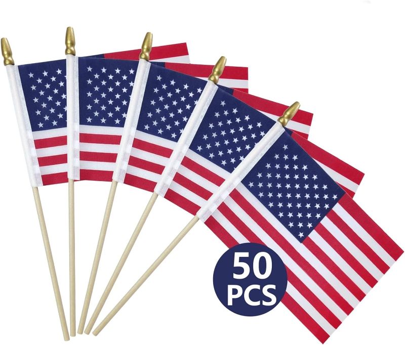 Photo 1 of  Packs Small American Flags on Stick,American Flags for Outside 4x6,Mini American Flags/Small US Flags/USA flag 4th of July