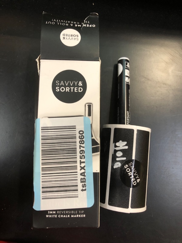 Photo 1 of SAVVY & SORTED Chalkboard Labels Stickers - 200 Removable, Reusable, Erasable Labels for Jars, Containers, Pantry Storage, Glass Bottles Narrow Rectangle Roll - 200pcs