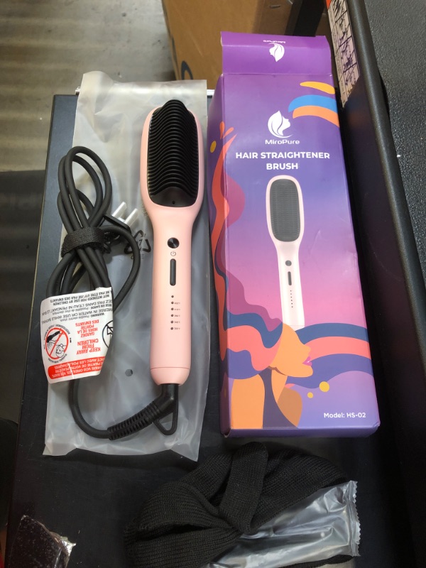 Photo 1 of Hair Straightener Brush, MiroPure One Step Straightening Brush for Silky Hair, Enhanced Hair Straightener Comb with 5 Heat Settings & 30s Fast Heat-up & Dual Voltage, Hot Brush Heated Styling Comb
