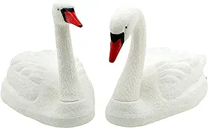 Photo 1 of The Pond Guy Floating Swan Decoy Pair, Realistic Swimming Sculpture, Deterrent for Geese, Ducks, & Wild Birds, for Pond, Lake, & Pool Use, Anchor with Weights or Lawn Decoration, 1 Pair
