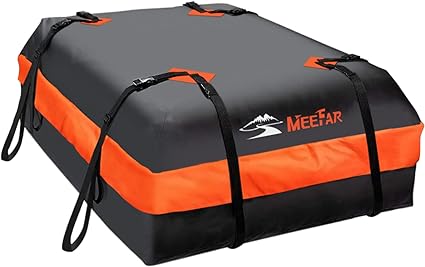 Photo 1 of MeeFar Car Roof Bag XBEEK Rooftop top Cargo Carrier Bag Waterproof 15 Cubic feet for All Cars with/Without Rack, Includes Anti-Slip Mat, 8 Reinforced Straps, 6 Door Hooks, Luggage Lock
