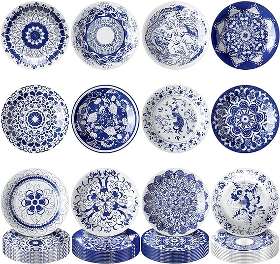 Photo 1 of 120 Pcs Blue and White Flower Paper Plates Disposable Paper Plates Blue and White Decorative Dinner Plates Chinoiserie Dessert Plates for Wedding Birthday Baby Shower Tea (Round,7 Inch)

