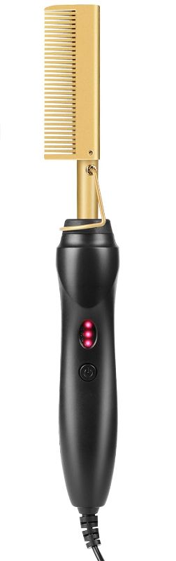 Photo 1 of Hot Comb Hair Straightener, Electric Heating Comb, Portable Travel Anti-Scald Beard Straightener Press Comb, Ceramic Comb Security Portable Curling Iron Heated Brush
