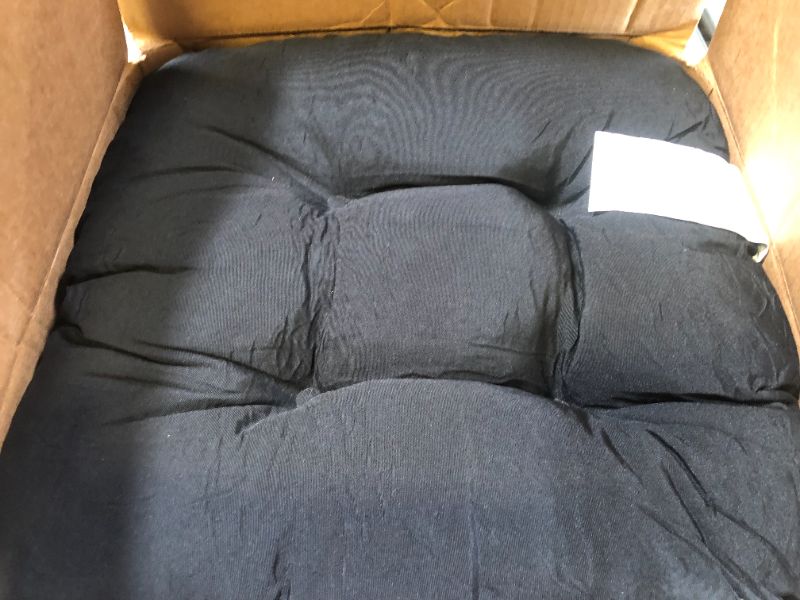 Photo 1 of LOVTEX Indoor/Outdoor Tufted Seat Cushions for Patio Furniture Set of 4, 19x19 in Black Outdoor Chair Cushions - Overstuffed Patio Furniture Cushions for Wicker Chair with Round Corner Black 19''x19''x5''-4PACK