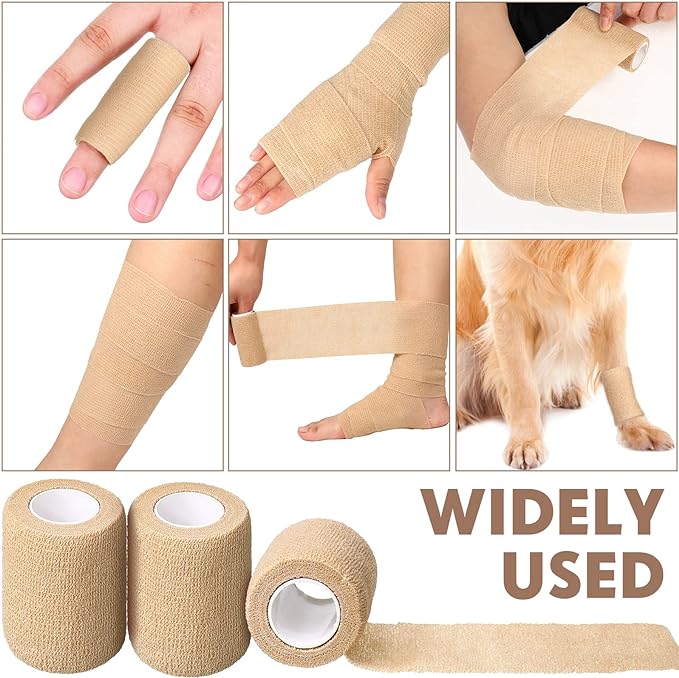 Photo 1 of 5 Pack Self Adhesive Wrap Bandages, 2 Inch x 5 Yard Breathable Athletic Tape Self Adherent Cohesive Bandage Tape for Sports, Injuries, Treatment, First Aid Tape Vet Wrap for Pets (Nude Color)