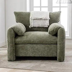 Photo 1 of *PARTIAL SET* oversize armchair Chenille Oversized Armchair-Modern Accent Chair & Single Sofa Lounge, 38.6'' Wide, Comfortable Seating for Living Room & Bedroom, Green