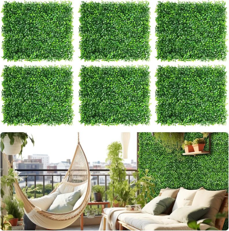 Photo 1 of Aboofx Artificial Grass Wall Panels, 10 Pack 12x16in Green Wall Decor Greenery Wall for Indoor Outdoor, Boxwood Panels for Garden Fence Background Decoration
