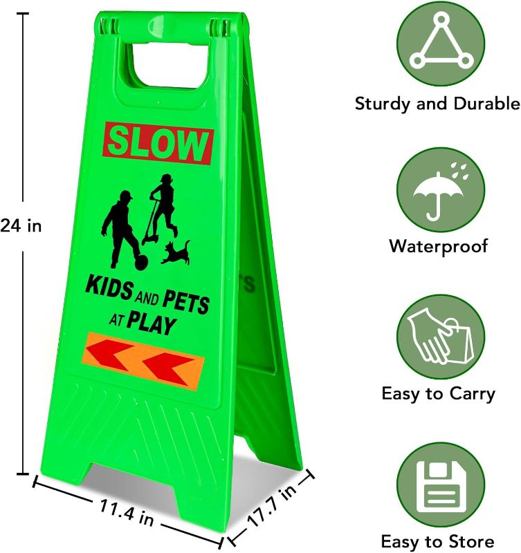 Photo 1 of  Kids Playing Sign for Street, Children at Play Safety Sign with Reflective Tapes,Caution Slow Down for Street,Kids and Pets at Play Warning Sign