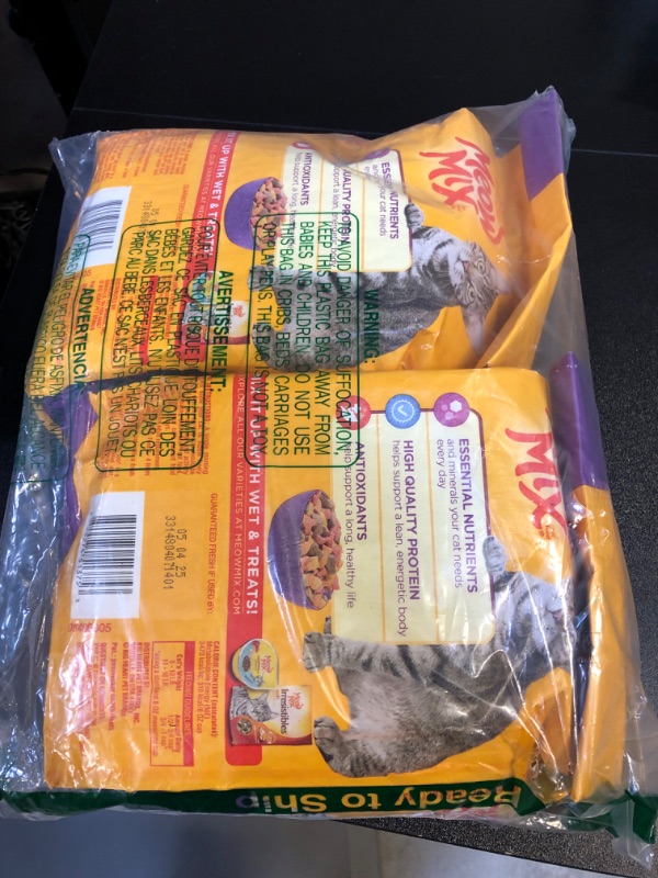 Photo 2 of  expires- 05/04/25
Meow Mix Cat Food Dry Original Bundle | Includes 2 Bags of Original Meow Mix Dry Cat Food Chicken, Turkey, Salmon, Ocean Fish Flavor (3.15LB) | Plus Paw-Shaped Food Scoop!