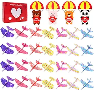 Photo 1 of 28 Pack Valentines Day Foam Airplanes with Greeting Cards for Kids Valentines Day Gifts for Kids Valentines Party Favors Valentine Classroom Exchange Gifts School Classroom Prize for Boys Girls
