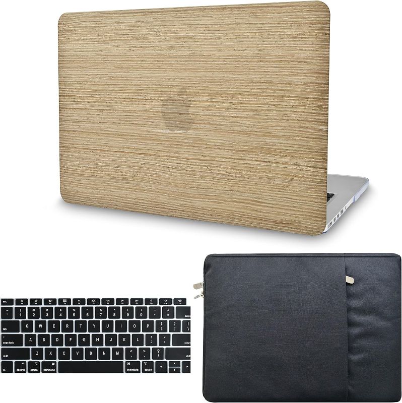 Photo 1 of Compatible with MacBook Air 13 inch Case A1932 Retina Display + Touch ID ltalian Leather Hard Shell + Keyboard Cover + Sleeve + Screen Protector + Laptop Stand (Wood Leather 2)
