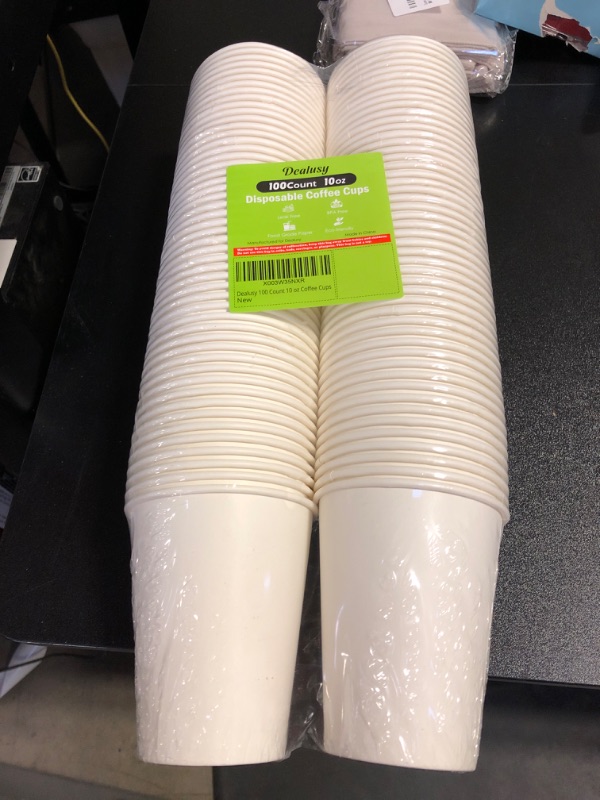 Photo 2 of 100 Count 10 oz Coffee Cups, Leak-Free Food Safe Paper Cups 10 oz, Hot Cups, Disposable Hot Coffee Cups 10oz 10 OZ 100 Count