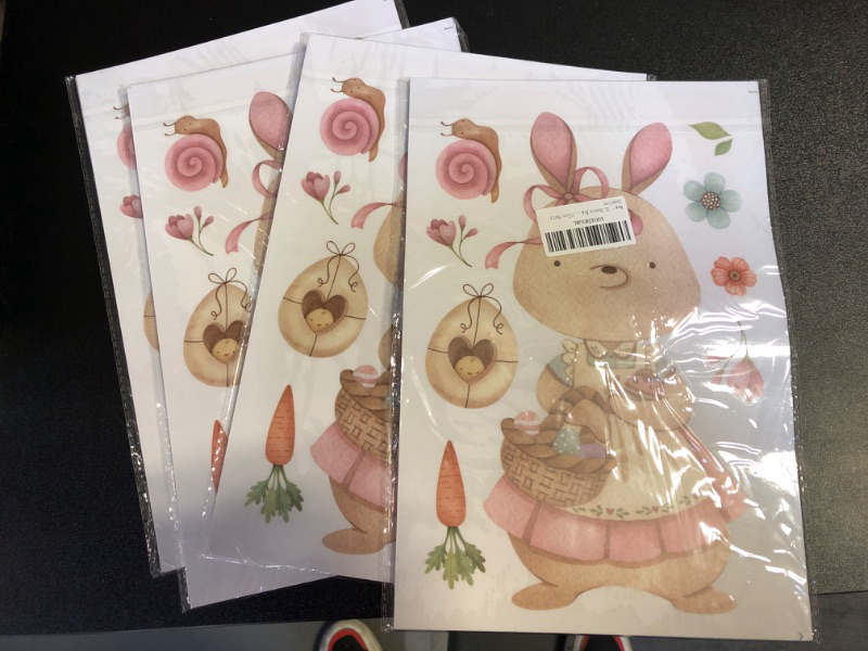 Photo 2 of  pack of 4 - bundle 
12 Sheets Big Size Easter Window Clings Easter Decor Easter Decorations Cute Bunny Eggs Window Decals Easter Eggs Flowers Window Sticker Home School Office Party Supplies
