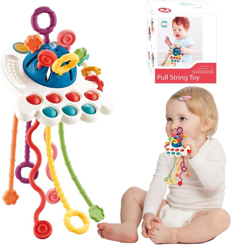 Photo 1 of Baby Montessori Toys for 18M+, Food Grade Silicone Pull String Activity Toy, Sensory Toys for Toddlers, Travel Toys for Babies, Baby Toys Fine Motor Skills Toys Gift for 18m+
