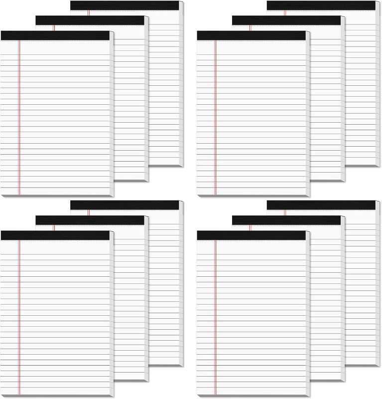 Photo 1 of 12 Pack of Legal Pad Writing Pads 5" x 8" Notepad 80gsm Recycled Paper Small Legal Pads 25 Lines Note Pads Perforated Legal Pads 600 Sheets Double-sided printing Legal Pads for School, College, Office
