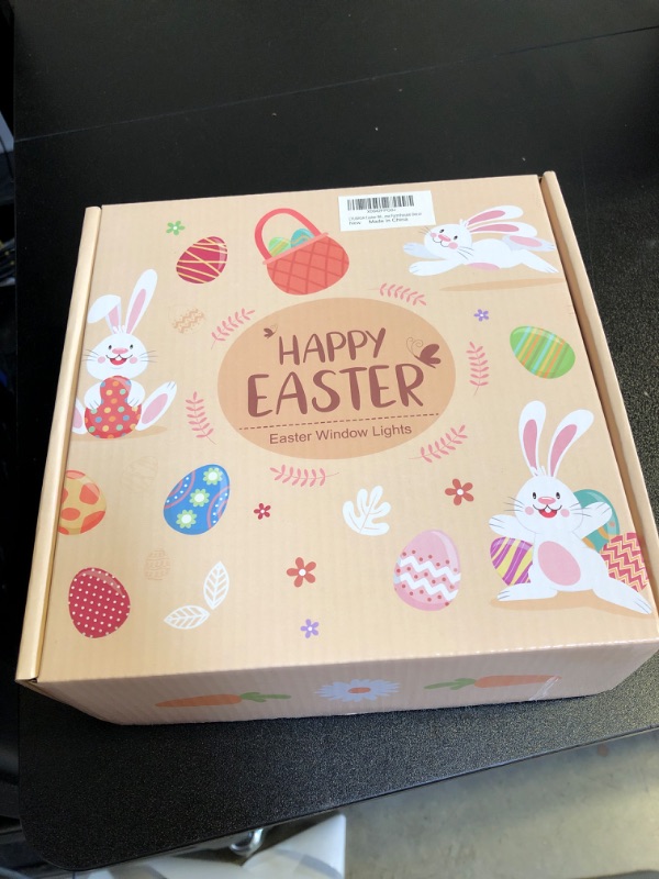 Photo 1 of LYUBASA 4Pack Easter Window Lights Decorations with Timer, Battery Powered Hanging Multicolor Lighted Bunny Carrot Egg Shaped Sucker LED Lamp for 2024 Holiday Indoor Home Decor 4 Multicolor