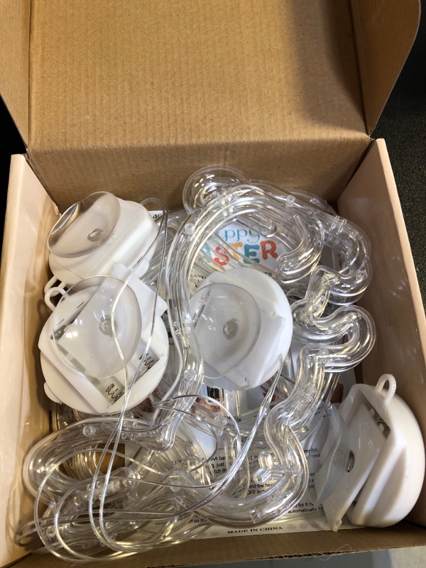 Photo 1 of LYUBASA 4Pack Easter Window Lights Decorations with Timer, Battery Powered Hanging Multicolor Lighted Bunny Carrot Egg Shaped Sucker LED Lamp for 2024 Holiday Indoor Home Decor 4 Multicolor