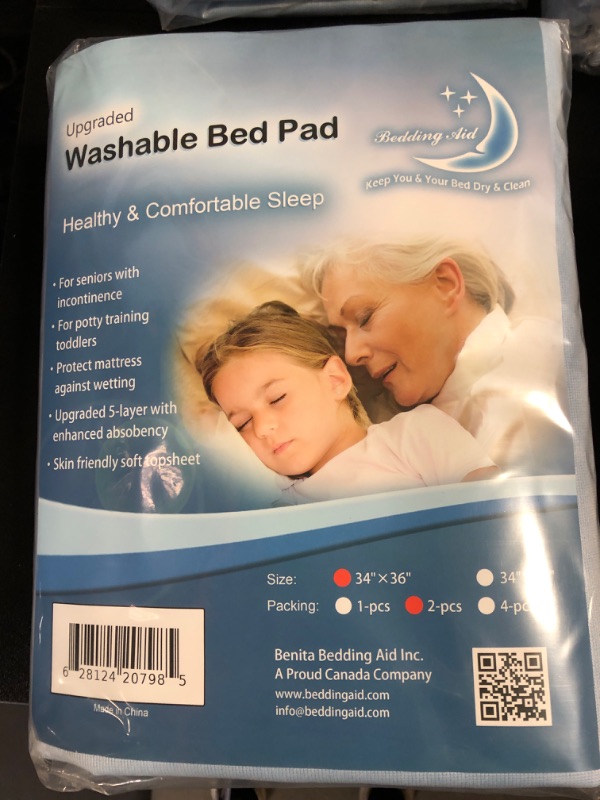 Photo 2 of Reusable Bed Pads for Seniors with Incontinence & for Children Potty Training, Also Good for Sofa Wheelchair, Upgraded 5-Layer to Improve Absorbency & Leakproof (34 x 36 inch, Pack of 2) 34 X 36 Inch (Pack of 2)