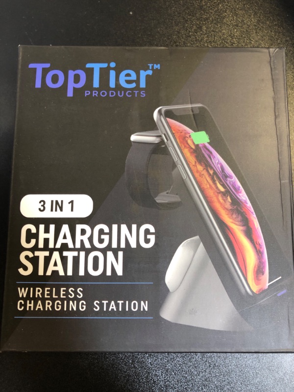 Photo 2 of Top Tier 3 in 1 Wireless Charging Station Apple & Samsung, iPhone Apple Watch Airpods Phone Charger and Qi Certified Devices