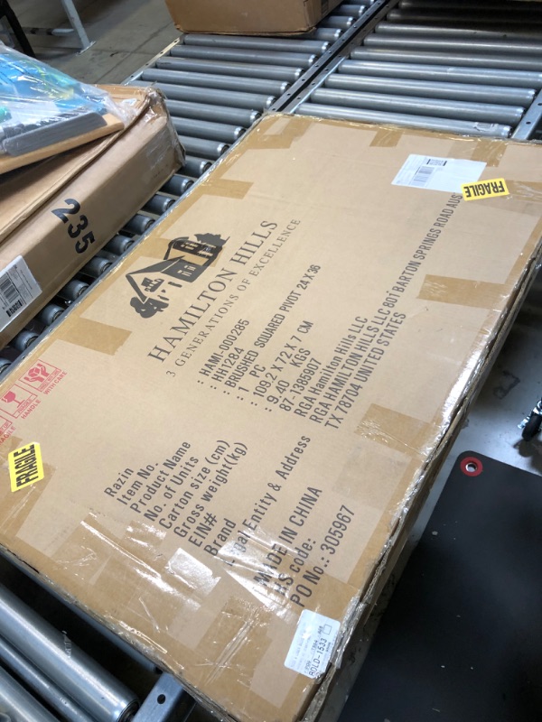 Photo 1 of Hamilton Hills 30x40 inch Pivot Wall Mirror Including Matte Black Squared Wall Brackets | Frameless Bathroom Mirror | Rectangular Adjustable & Tilting Vanity | Modern Farmhouse Wall-Mounted Mirrors 30" x 40" Black