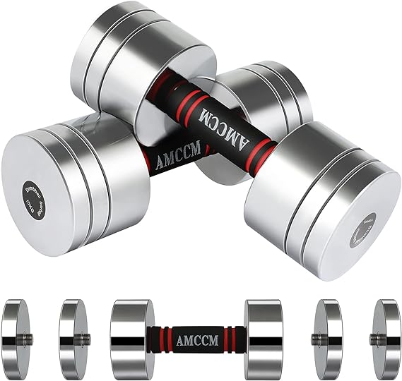 Photo 1 of Steel Dumbbell Sets, Adjustable Weights Dumbbells with Foam Handles, Anti-Slip Home Gym Fitness Dumbbells Sets for Men and Women, Adjustable Dumbbells 22/44 lbs Pair
