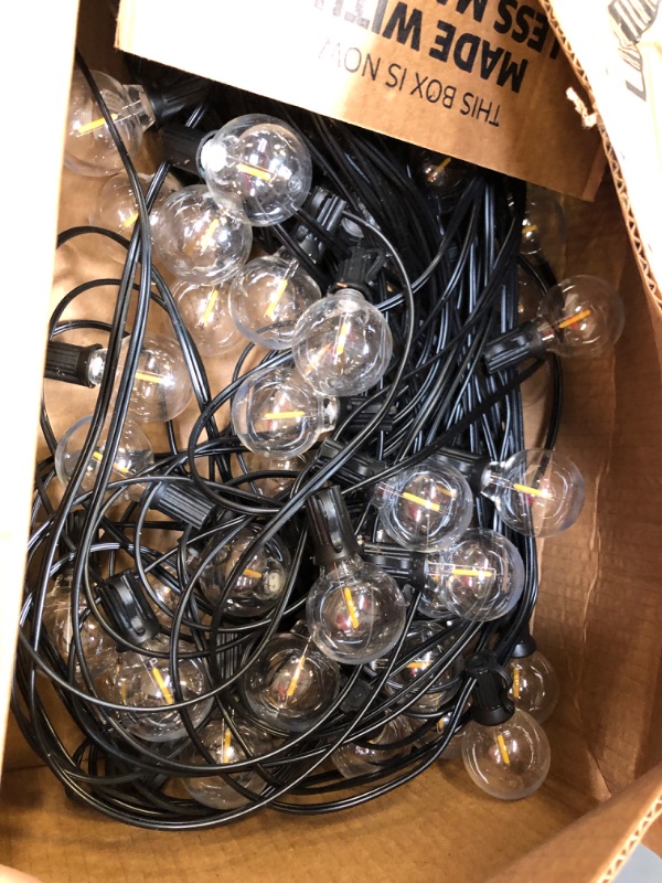 Photo 2 of 100ft Outdoor String Lights Waterproof/Connectable/Dimmable with 62 LED Shatterproof Bulbs UL Listed, G40 Globe 2700K Patio Lights Outdoor Lighting for Backyard Porch Cafe Party Wedding Garden 100FT 60+2Bulbs