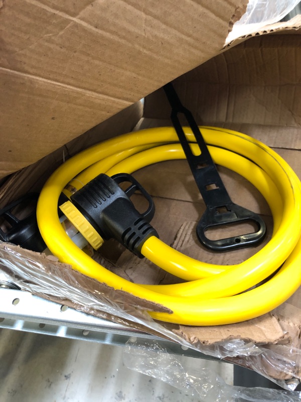 Photo 2 of 10 Feet 50 Amp RV/Generator Cord, UL Listed, Locking Connector, NEMA 14-50P to SS2-50R Twist Locking, Newly Designed 90°Grip Handle, 6/3+8/1 Gauge STW Wire