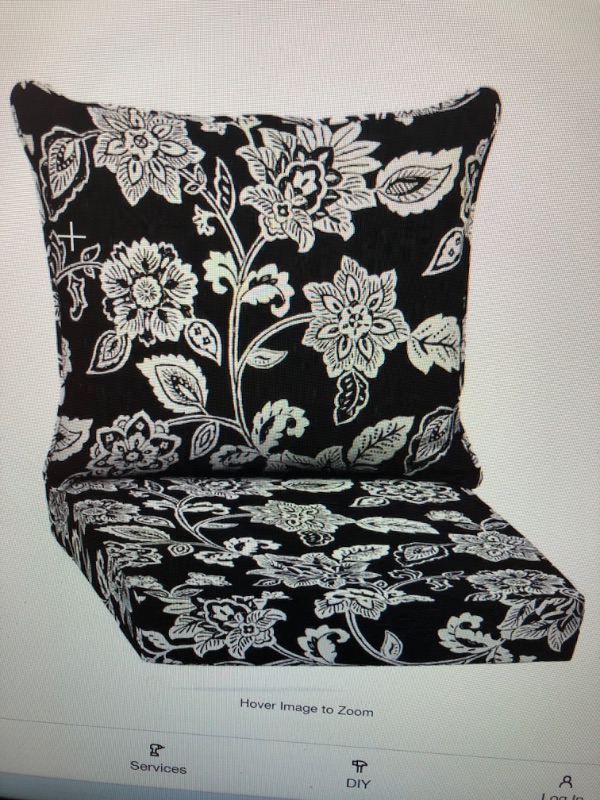 Photo 1 of 22 in. x 24 in. 2-Piece Deep Seating Outdoor Lounge Chair Cushion in Ashland Black Jacobean
