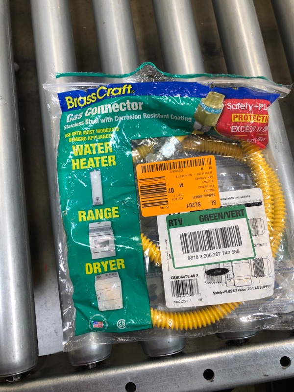 Photo 1 of 1/2 in. MIP x 1/2 in. MIP x 48 in. Gas Connector (1/2 in. OD) w/Safety+Plus2 Thermal Excess Flow Valve (60,500 BTU)
