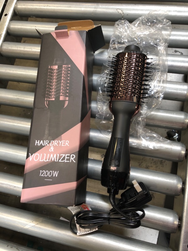 Photo 2 of Upgraded 4 in 1 Hair Dryer and Styler Volumizer with Negative Ion Anti-frizz Ceramic Titanium Barrel Hot Air Brush Hair Straightener 75MM Oval Shape Rose Gold